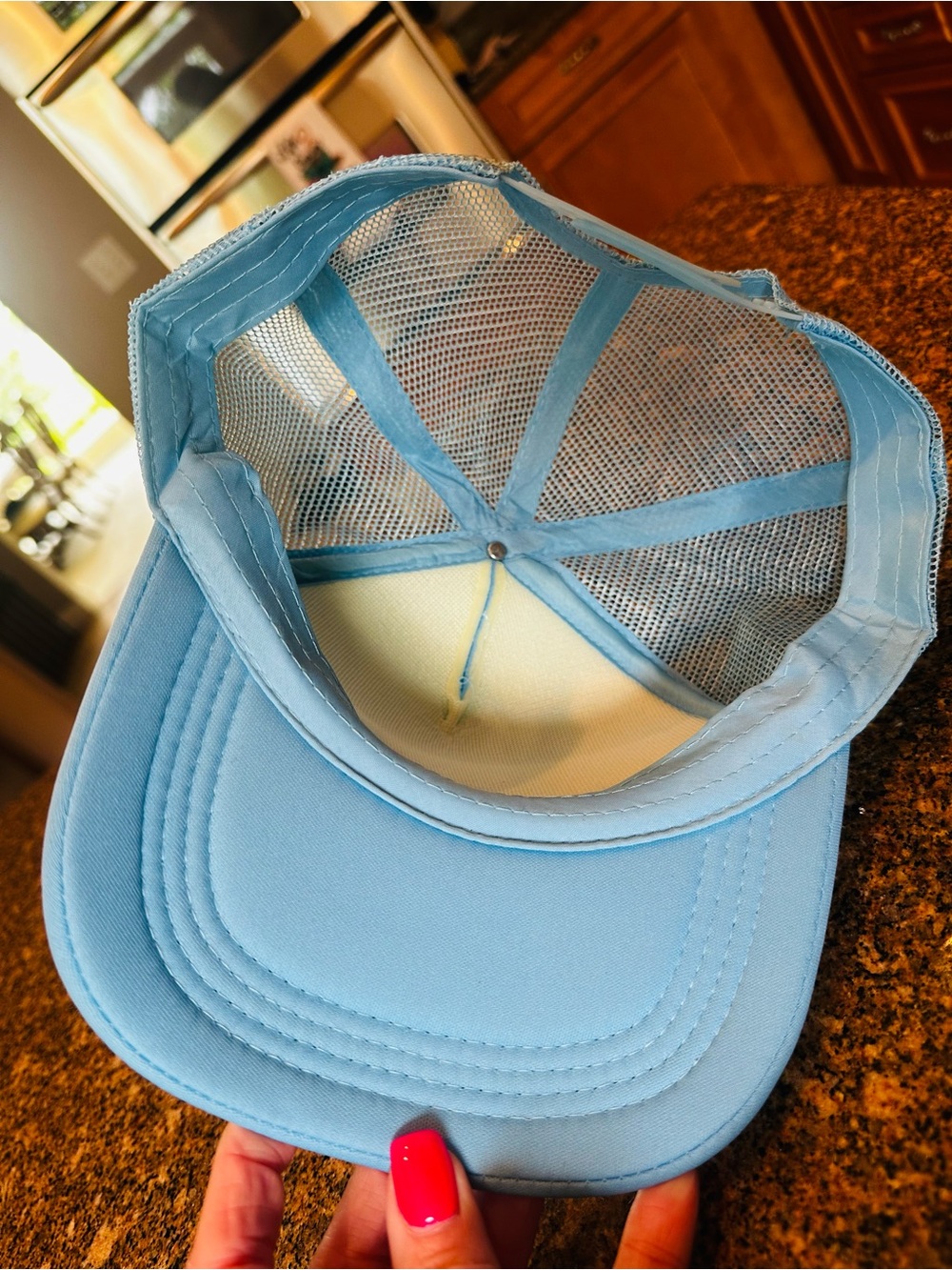 Baby Blue Trucker Hat Somebody’s Problem Embroidered Patch - Picture 4 of 5